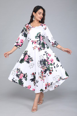 Sunita enterprise Anarkali Gown(White)