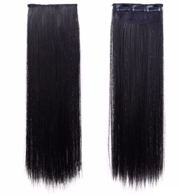 Plucket 20 Inch Long Straight 3 Clip 1 Pc Set Clip in on  Extensions - (1Pc, Black) Hair Extension