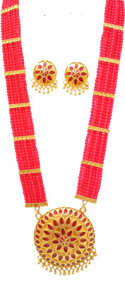 balaji gold Copper Gold-plated Red Jewellery Set(Pack of 1)