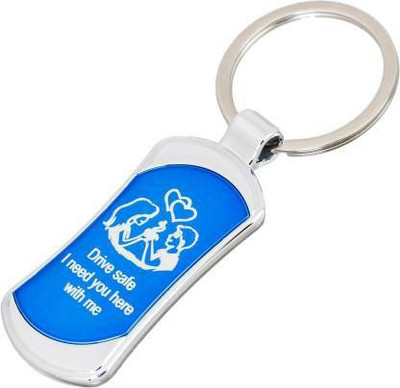SHOKY LOOKS Drive Safe I Need You Here with Me Metallic Blue Key Chain