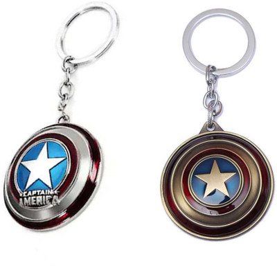 JAINSON MARTIN Combo Of Captain America Marvel Avengers Rotating Shield[Gold And Silver] Key Chain