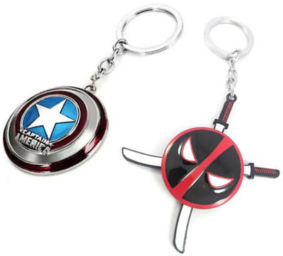 JAINSON MARTIN Combo Of Marvel Avengers Captain America Rotating Shield And Dead Pool Logo Key Chain