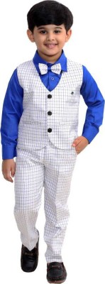 BeenBee Boys Festive & Party, Wedding Shirt, Waistcoat and Pant Set(Blue Pack of 1)