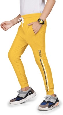 STAG & ZOE Track Pant For Boys(Yellow, Pack of 1)