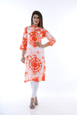 Garima Fashion Women Printed, Dyed/Ombre Straight Kurta(Orange)