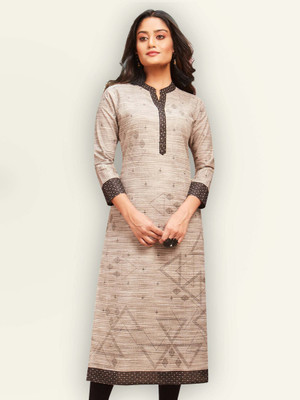 Jevi Prints Women Geometric Print Straight Kurta(Brown)