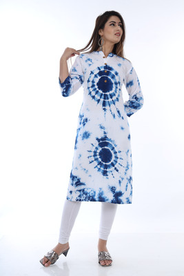 Garima Fashion Women Printed, Dyed/Ombre Straight Kurta(Blue)