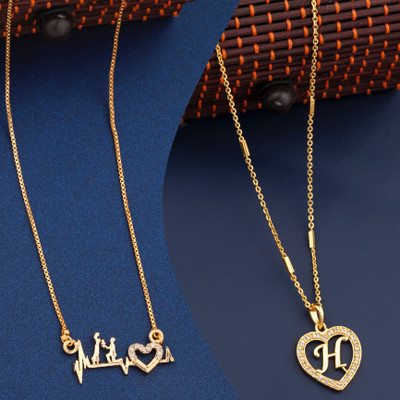 VPCREATION New Stylish & Fancy glorious Micro Gold Plated Antique Necklace Chain Combo Cubic Zirconia Gold-plated Plated Alloy Chain