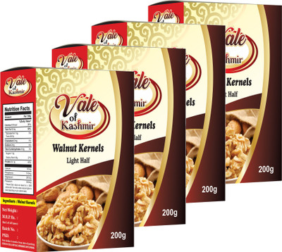 vale of kashmir Walnut Kernels Light Half | Vacuum Pack | Kashmiri Walnuts Without Shell Walnuts(2 x 200 g)