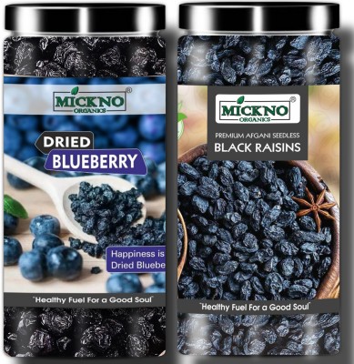 mickno organics 500gm Combo – USA Dried Blueberry Whole and Black Raisins (2 x 250g) Blueberry, Raisins(2 x 250 g)
