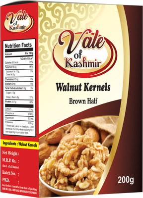 vale of kashmir Walnut Kernels Brown Half | Vacuum Pack | Kashmiri Walnuts Without Shell Walnuts(1 x 200 g)