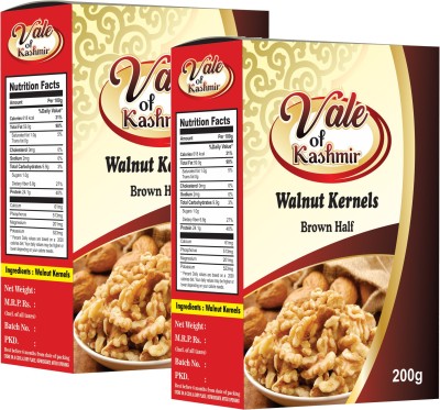 vale of kashmir Walnut Kernels Brown Half | Vacuum Pack | Kashmiri Walnuts Without Shell Walnuts(2 x 200 g)