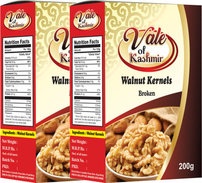 vale of kashmir Walnut Kernels Broken | Vacuum Pack | Kashmiri Walnuts Without Shell Walnuts(2 x 200 g)