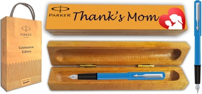 PARKER Beta Neo Fountain Pen With Thank's Mom Wishing Gift Box and Gift Bag(Blue) Pen Gift Set(Blue)