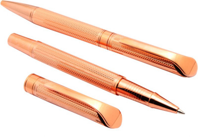 Ledos Combo Of Studio Rose Gold Plated Roller ball & Ballpoint Pen With Blue Refill Pen Gift Set(Pack of 2, Ink Color - Blue)