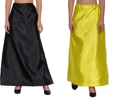 REEZZ PT04-PT07-Black-Yellow Satin Blend Petticoat(Free)