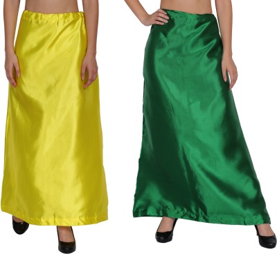 CHITKARA PT07-PT14-Yellow-MehndiGreen Satin Blend Petticoat(Free)