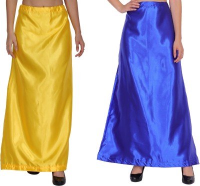 Luv Byt PT02-PT28-Lemon-RoyalBlue Satin Blend Petticoat(Free)