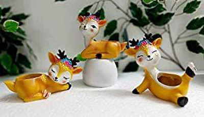 GW Creations Resin Deer Succulent Planter Pots Flower Pot Creative Animal Plant Container Set(Pack of 3, Ceramic)