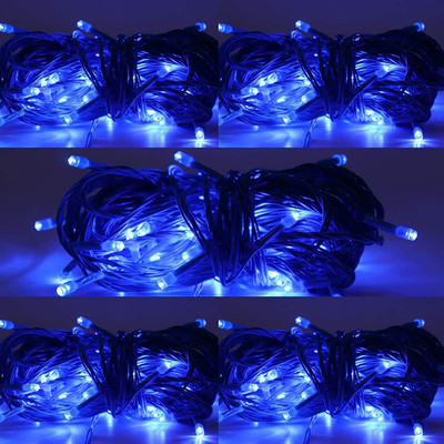 Sameer Enterprises 30 LEDs 14.99 m Blue Flickering, Steady String Rice Lights(Pack of 5)