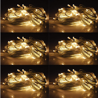 Sameer Enterprises 60 LEDs 14.99 m Gold Flickering, Steady String Rice Lights(Pack of 6)