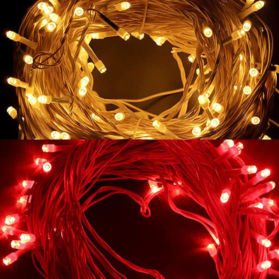 Sameer Enterprises 60 LEDs 14.99 m Gold, Red Steady, Flickering String Rice Lights(Pack of 2)