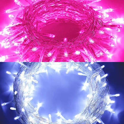 Sameer Enterprises 60 LEDs 14.99 m Pink, White Steady, Flickering String Rice Lights(Pack of 2)