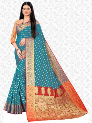 Divastri Woven Mysore Art Silk Saree(Light Blue)