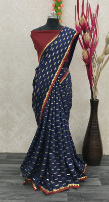 jayant creation Floral Print Bollywood Satin Saree(Dark Blue)
