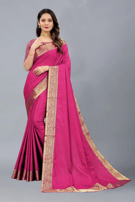 Beleria Solid/Plain Paithani Art Silk Saree(Pink)