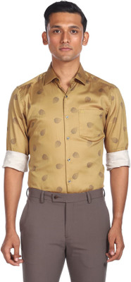 ARROW Men Printed Formal Yellow Shirt