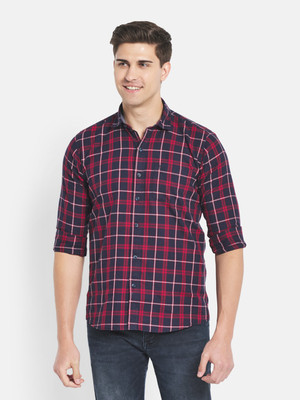 DUKE Men Checkered Casual Blue Shirt