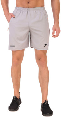 Tempest Solid Men Grey Sports Shorts