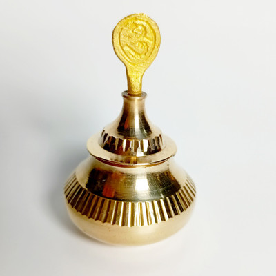 Mayapuri Handmade Pital Sindoor Dibbi or Kumkum/Golden Sindur Box with Stick Decorative Showpiece  -  7.5 cm(Brass, Gold)