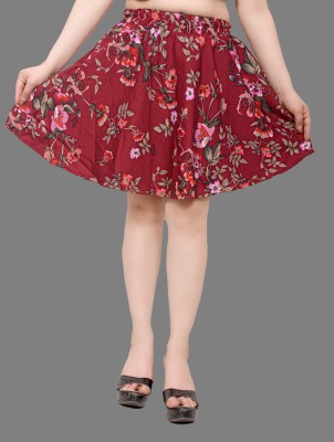 AMORE CREATION Floral Print Women A-line Maroon Skirt