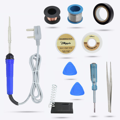 Hillgrove HGVE7M1 Economy 25W 10in1 Soldering Iron Complete Combo Pack Soldering Tools Kit 25 W Simple(Flat Tip)