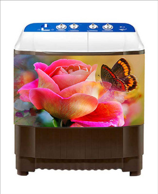 Psychedelic Collection 86 cm decorative abstract flower with butterfly washingmachine sticker Self Adhesive Sticker(Pack of 1)