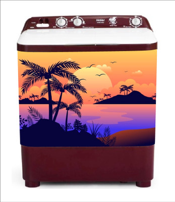 Aalam Designs 60 cm decorative abstract coconut tree birds washingmachine sticker Self Adhesive Sticker(Pack of 1)