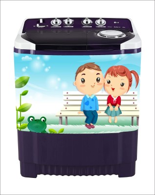 K2A Decor 86 cm decorative cute couple washingmachine sticker Self Adhesive Sticker(Pack of 1)