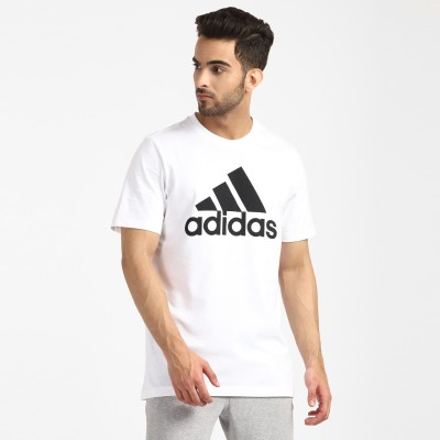 ADIDAS Typography Men Round Neck White T-Shirt