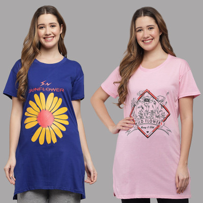 HEMLOCK Printed Women Round Neck Multicolor T-Shirt