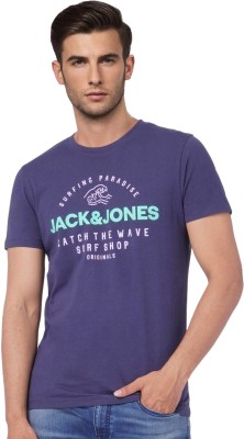telt Dare Stol JACK & JONES Typography Men Round Neck Blue T-Shirt On Flipkart For Rs. 324  @ 75% off - Deals