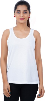 MIDAAS Solid Women Scoop Neck White T-Shirt