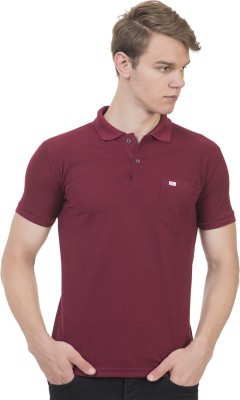 Mountain Colours Solid Men Polo Neck Maroon T-Shirt