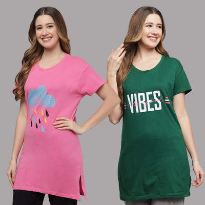 HEMLOCK Printed Women Round Neck Multicolor T-Shirt