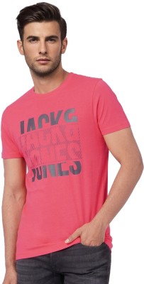 JACK & JONES Printed, Typography Men Round Neck Red T-Shirt