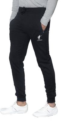CornerKick Solid Men Black Track Pants