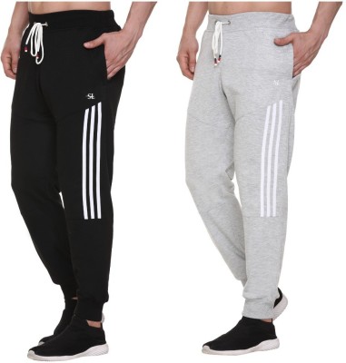 S.L. Madhok Striped Men Grey, Black Track Pants