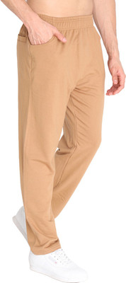 CHKOKKO Solid Men Brown Track Pants