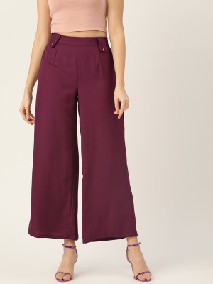 Dressberry Flared Women Maroon Trousers